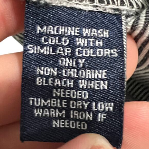 Chaps Striped Pants Size 14 Gray White Cotton Stretch Casual Trousers - Picture 5 of 7